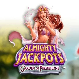 Almighty Jackpots: Garden of Persephone slot logo by Novomatic at Robocat Casino
