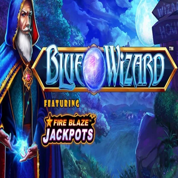 Blue Wizard Fire Blaze Jackpots slot icon by Rarestone Gaming, available at Robocat Casino